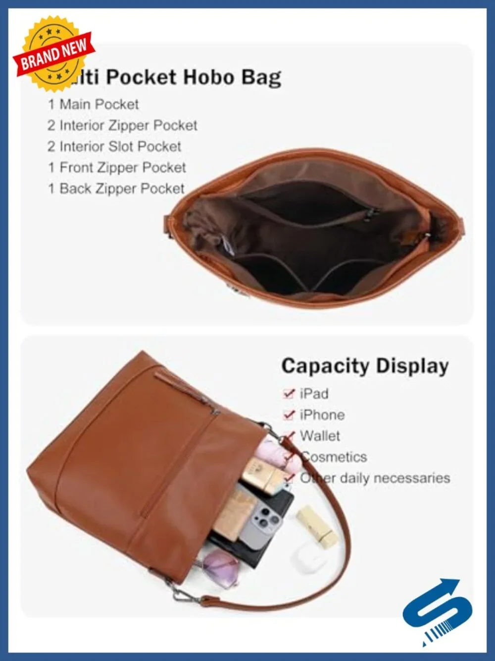 2-in-1 Hobo Crossbody Bag for Women Convertible Faux Leather Purse Tassel Accent